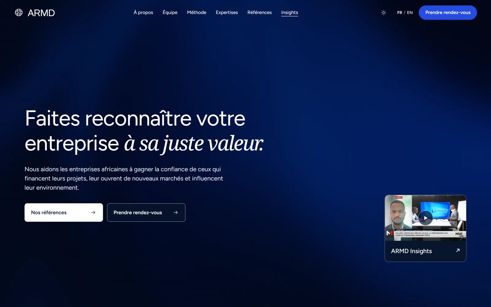 Page d’accueil du site ARMD